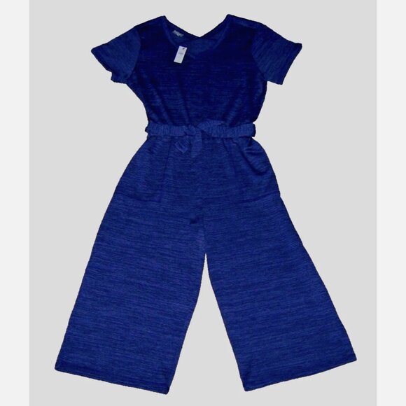 T By Talbots Navy Jumpsuit Elast Tie Waist with Pockets Size LP Large Petite NWT - Picture 2 of 2